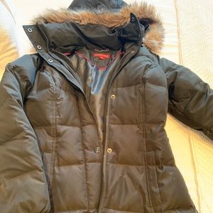 Black womens puffer coat.